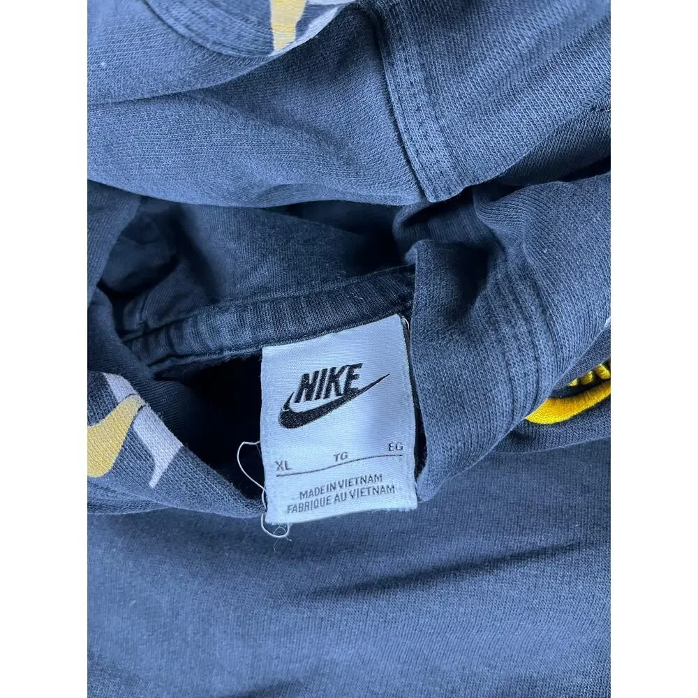 Nike Hoodie Youth XL Black Monogram All Over Print Spellout Futura Logo Pullover